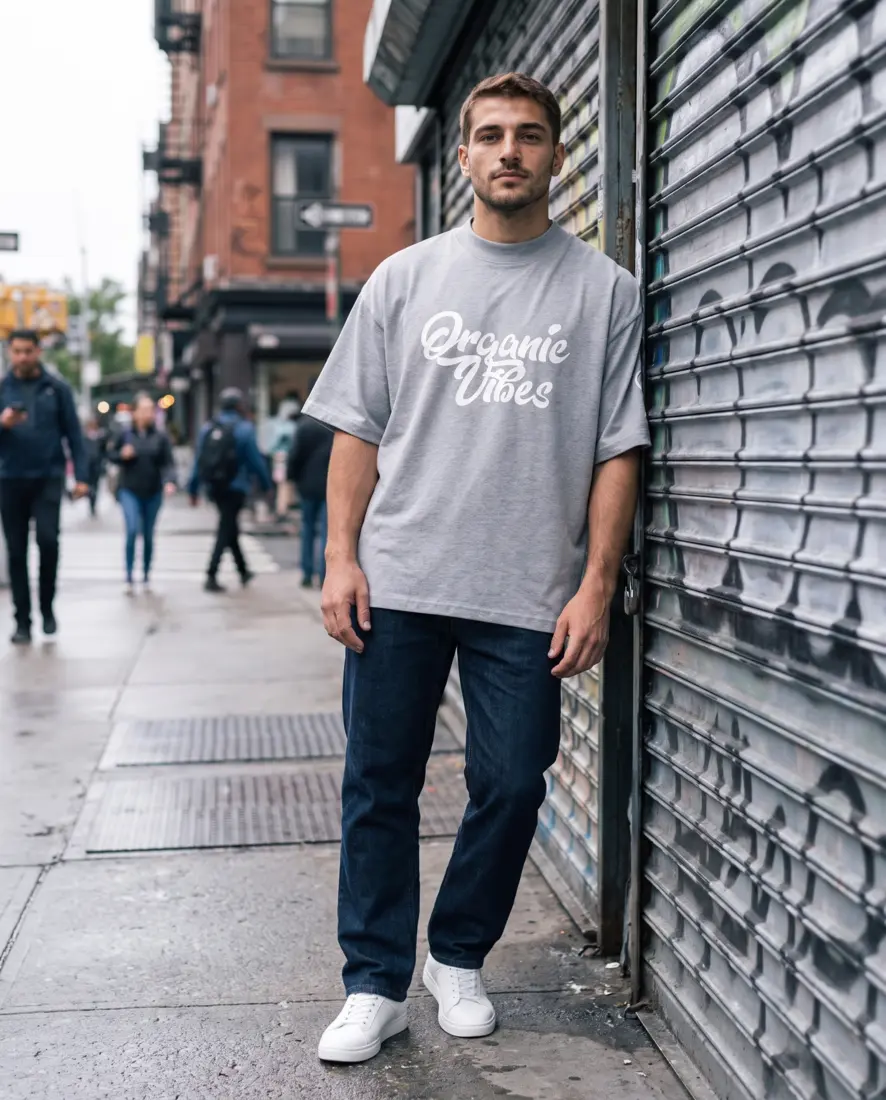 Heather Grey Tee worn in The Bowery, New York