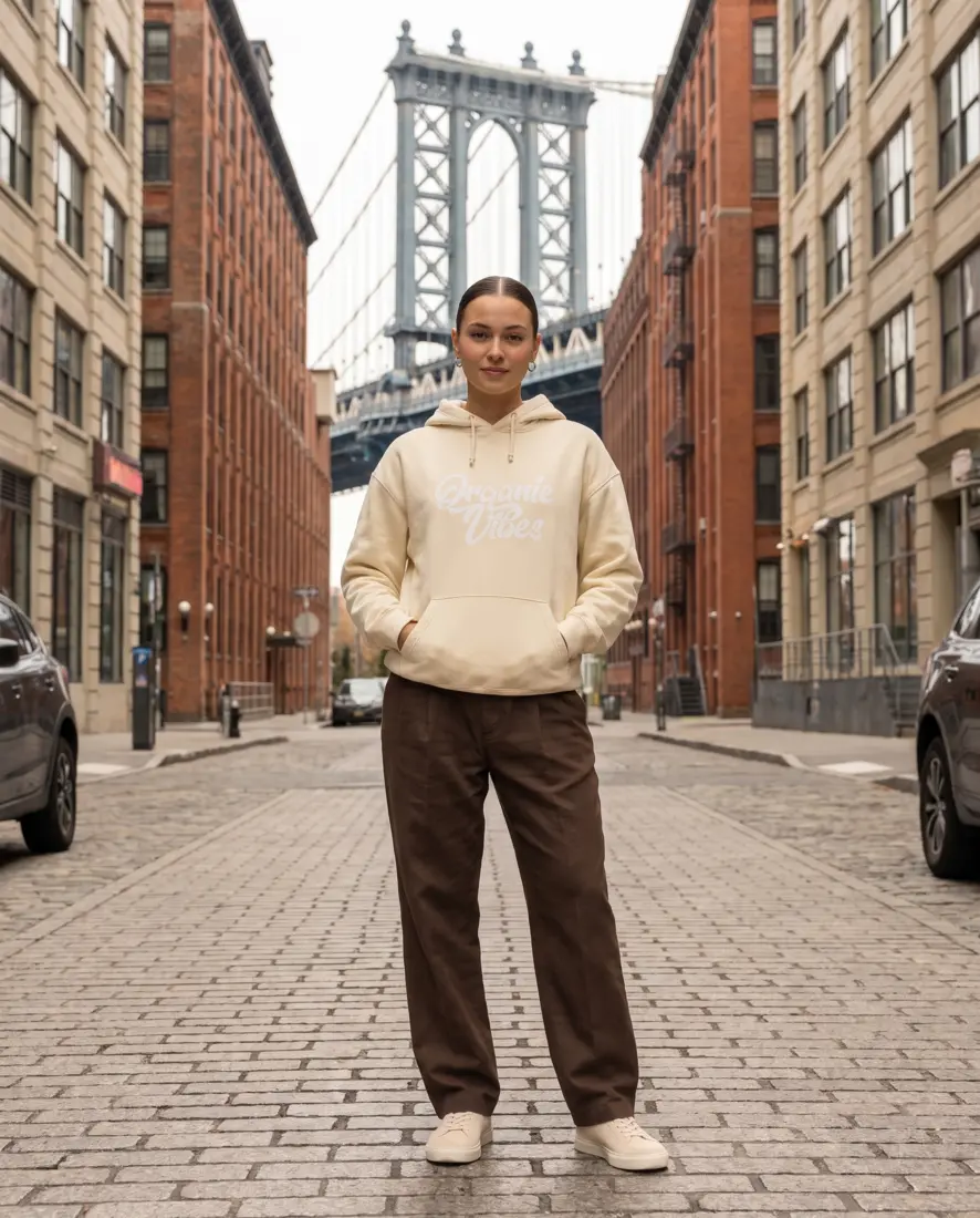 Ivory Hoodie worn in DUMBO, New York