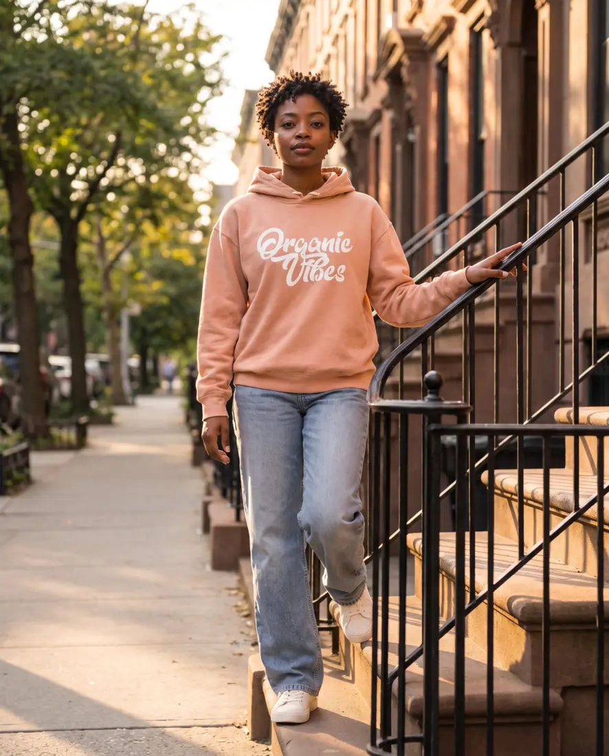 Peachy Hoodie worn in Harlem, New York